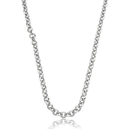 Colar de corrente liso banho em rodio branco