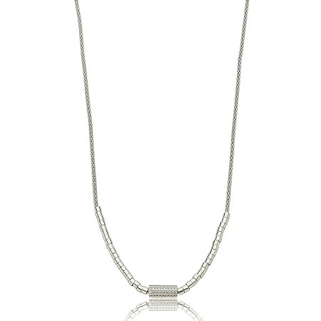 Colar de canutilho liso banho em rodio branco