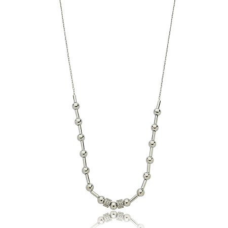 Colar de canutilho liso banho em rodio branco