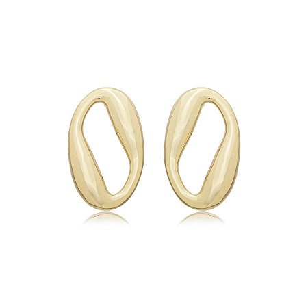 Brinco dourado liso banho em ouro 18K