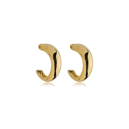 Brinco de argola dourado liso banho em ouro 18K