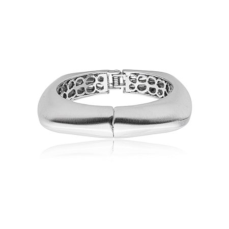 Bracelete liso acetinado banho em rodio branco