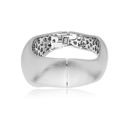 Bracelete liso acetinado banho em rodio branco