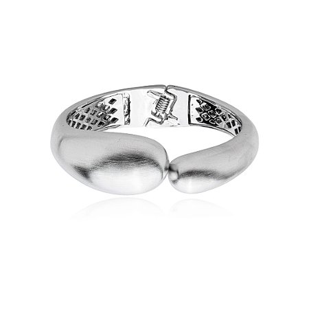 Bracelete liso acetinado banho em rodio branco