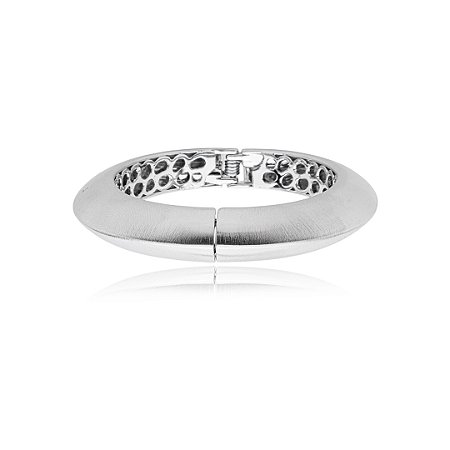 Bracelete liso acetinado banho em rodio branco