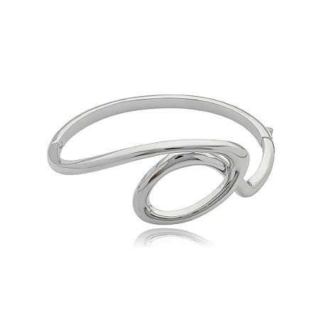 Bracelete liso banho em rodio branco