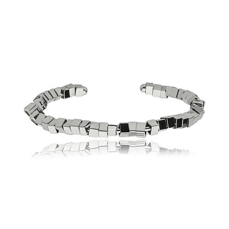 Bracelete liso de canutilho banho em rodio branco