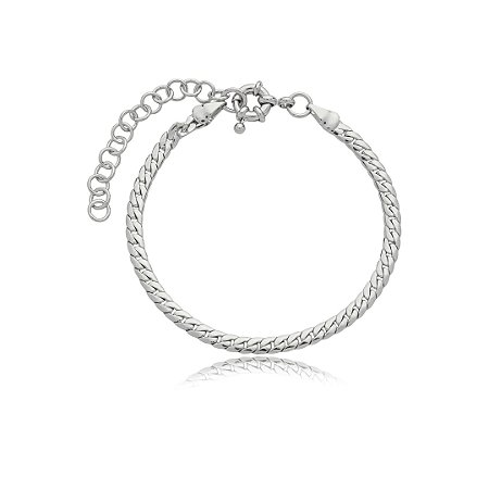 Pulseira lisa banho em rodio branco