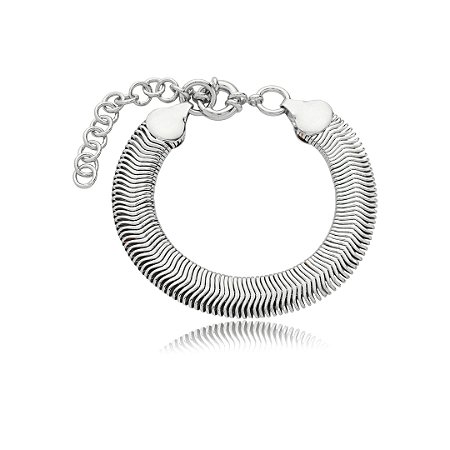 Pulseira lisa banho em rodio branco