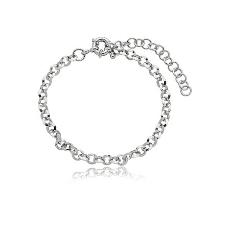 Pulseira lisa banho em rodio branco