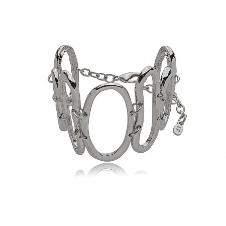 Pulseira lisa banho em rodio branco