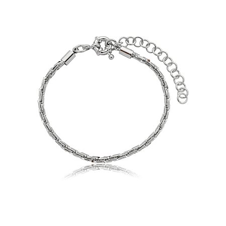 Pulseira lisa banho em rodio branco