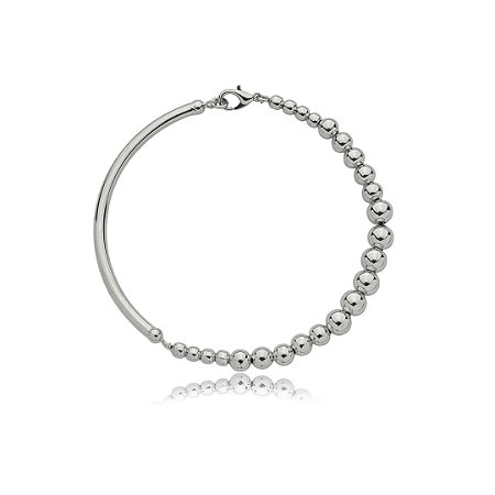 Pulseira lisa banho em rodio branco