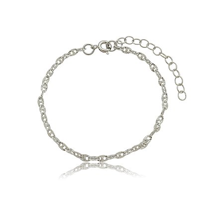 Pulseira lisa banho em rodio branco