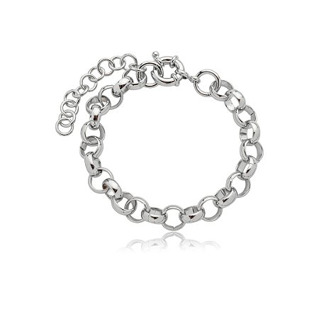 Pulseira lisa banho em rodio branco