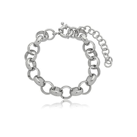 Pulseira lisa banho em rodio branco