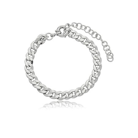 Pulseira lisa banho em rodio branco