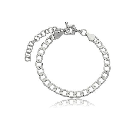 Pulseira lisa banho em rodio branco