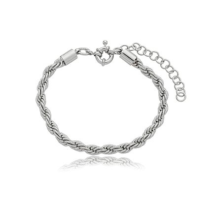 Pulseira lisa banho em rodio branco