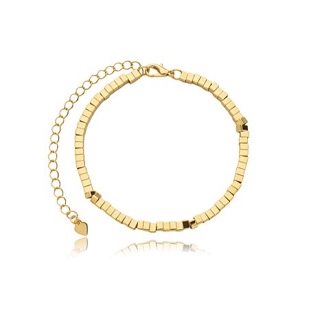 Pulseira de canutilho dourada lisa banho em ouro 18k
