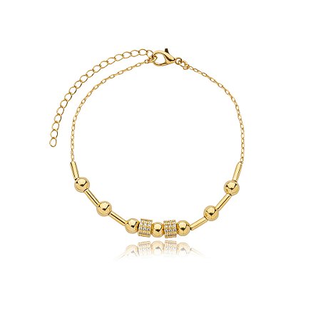 Pulseira de canutilho dourada lisa banho em ouro 18k