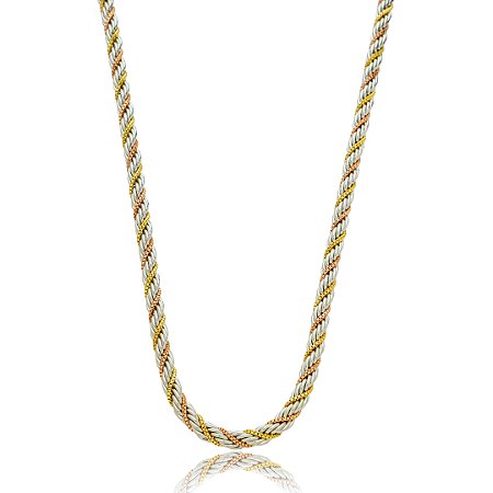 Cordão baiano liso banho em rodio branco