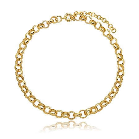 Colar de corrente liso banho em ouro 18k