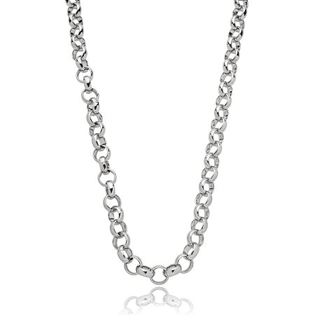 Colar de corrente liso banho em rodio branco