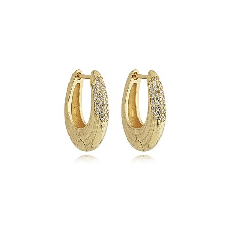 Brinco de argola acetinado banho em ouro 18K