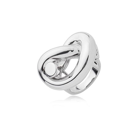 Anel liso banho em rodio branco