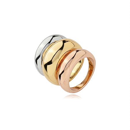 Trio de aneis liso banho triplo