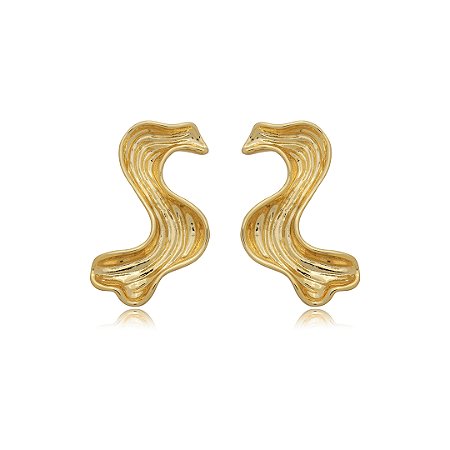 Brinco dourado liso banho em ouro 18k