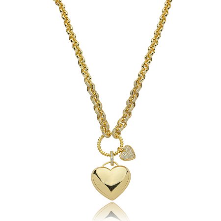 Colar de corrente luxo cravejado de zirconia cristal banho em ouro 18k