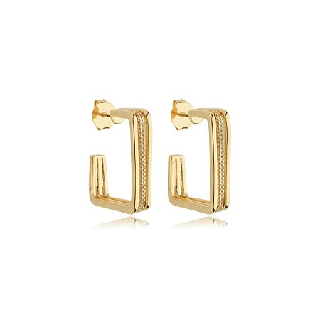Brinco de argola cravejado de zirconia cristal banho em ouro 18k