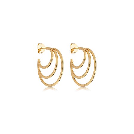 Brinco de argola liso banho em ouro 18k
