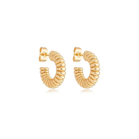 Brinco de argola dourado liso banho em ouro 18k