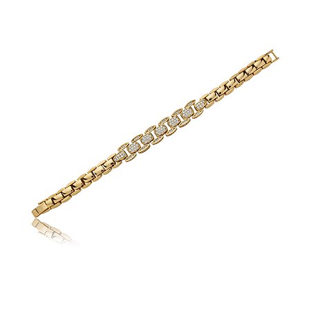 Pulseira cravejada de zircônia cristal banho em ouro 18k
