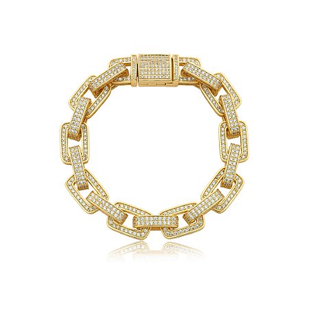 Pulseira cravejada de zirconia cristal banho em ouro 18k
