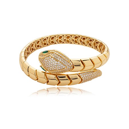 Bracelete cravejado de zirconia cristal banho em ouro 18k