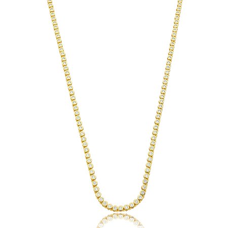 Colar cravejado de zirconia cristal banho em ouro 18k