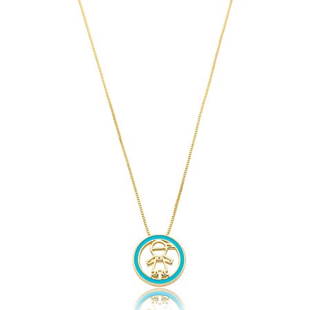 Colar madreperola esmaltado banho em ouro 18k