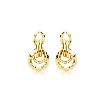 Brinco dourado liso banho em ouro 18k