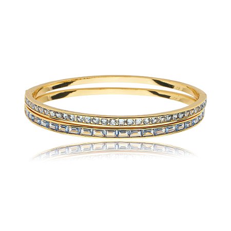 Bracelete duplo cravejado de zircônia topázio banho em ouro 18k