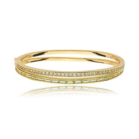 Bracelete duplo cravejado de zircônia citrino banho em ouro 18k