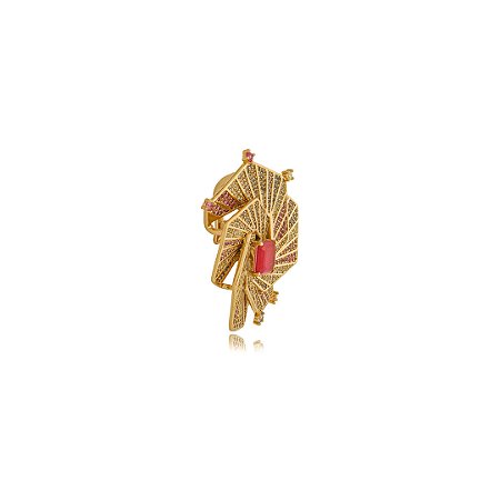 Pingente dourado cravejado de zirconia rainbow banho em ouro 18k