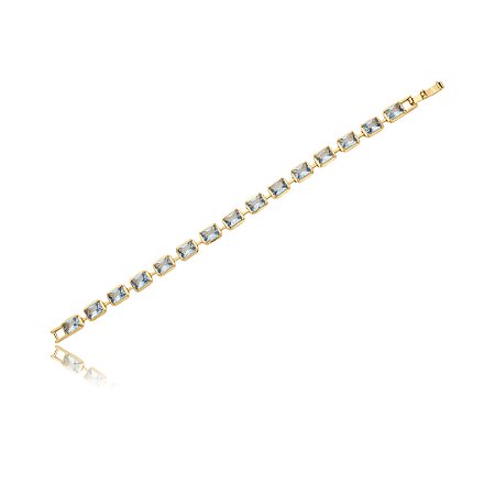 Pulseira cravejada de zirconia topazio banho em ouro 18k