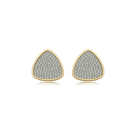 Brinco dourado cravejado de zirconia cristal banho em ouro 18k