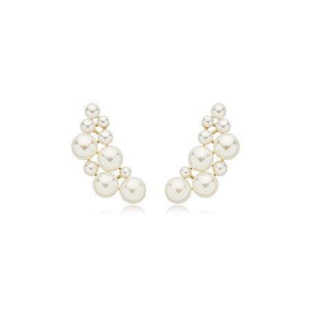 Brinco dourado de perola banho em ouro 18k