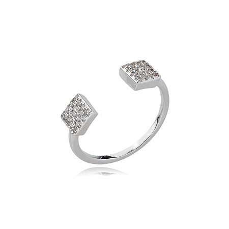 Anel delicado com zirconia cristal banho em rodio branco
