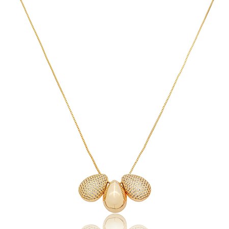 Colar com pingente de coração cravejado de zirconia cristal banho em ouro 18k